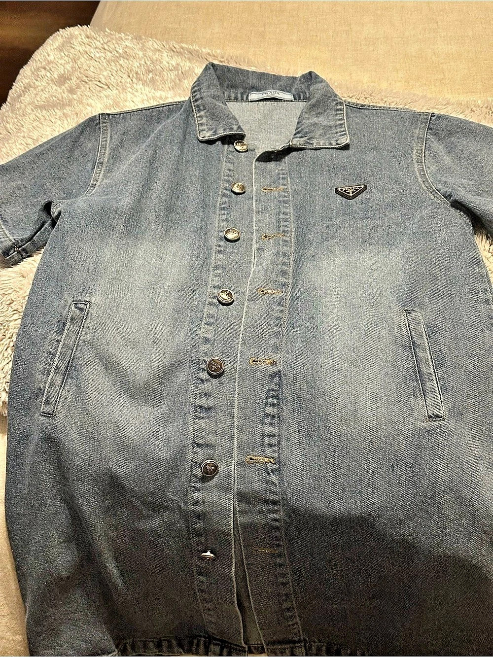 Prada Oversized Denim Shirt Dress Blue Like New